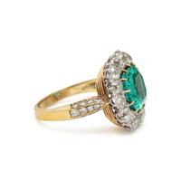 ANTIQUE, EMERALD AND DIAMOND RING