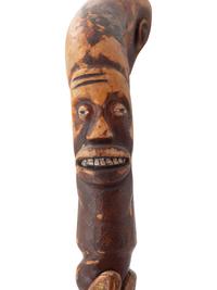 A Folk Art Carved and Painted Wood Jazz Walking Stick