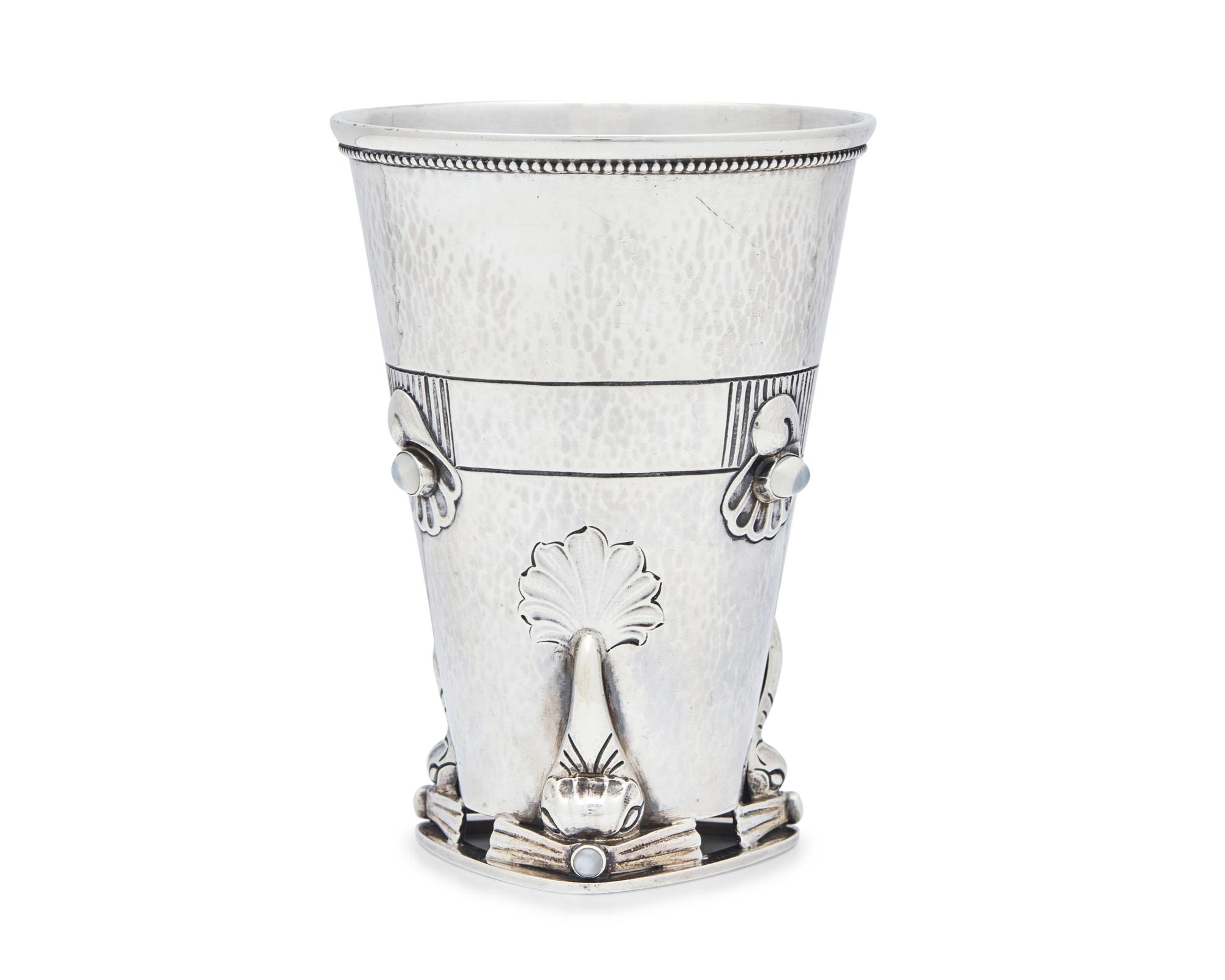 A Georg Jensen Silver and Moonstone Mounted Vase