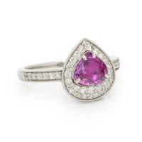 UNHEATED PINK SAPPHIRE, DIAMOND, AND PLATINUM RING