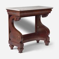 A Classical mahogany and marble top pier table Probably Philadelphia, PA, circa 1830-1840