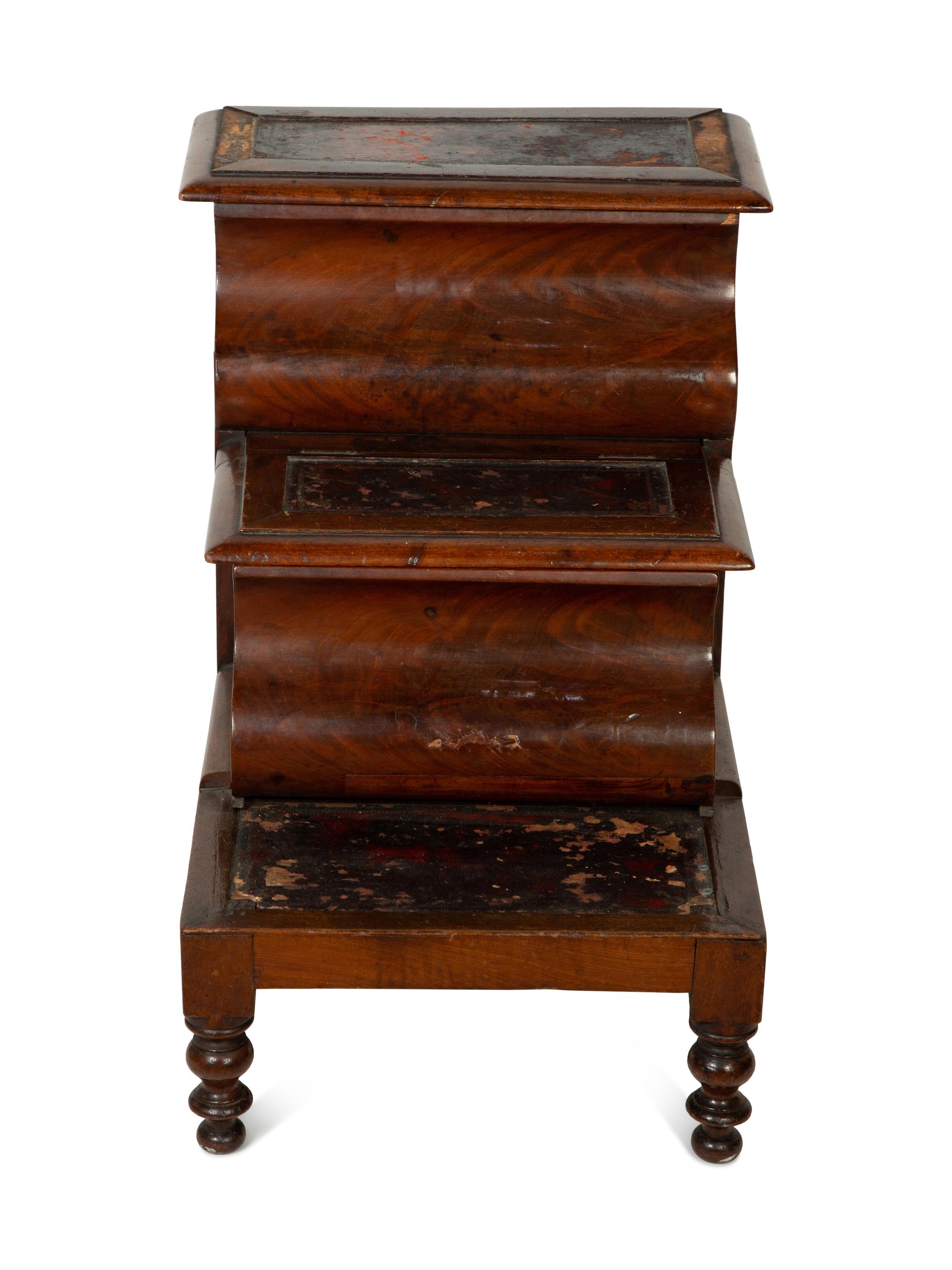 A Set of English Mahogany Library Steps