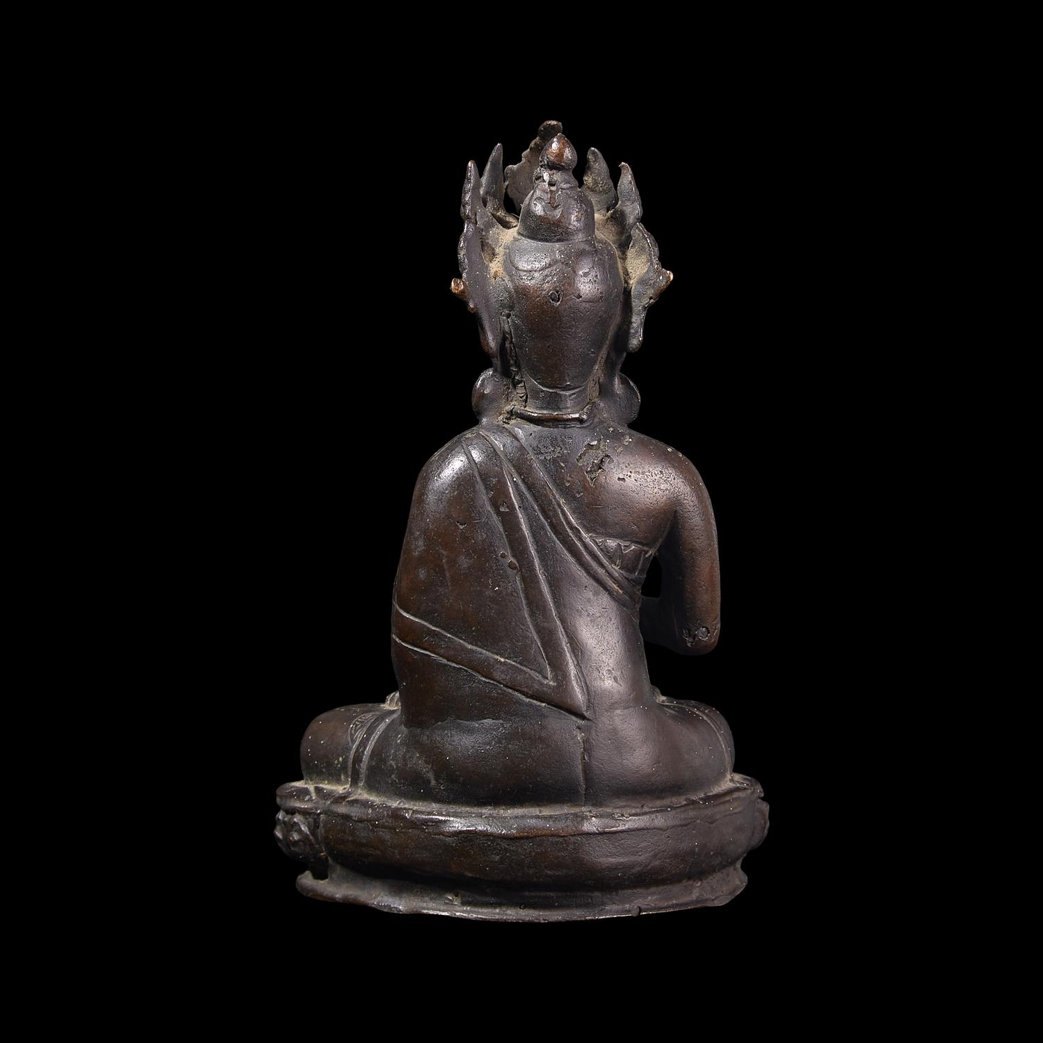 A Chinese Patinated Bronze Boddhisattva, Probably Qing Dynasty 或爲清 銅觀音坐像