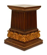 A Neoclassical Style Carved and Parcel Gilt Mahogany Pedestal — 20TH CENTURY