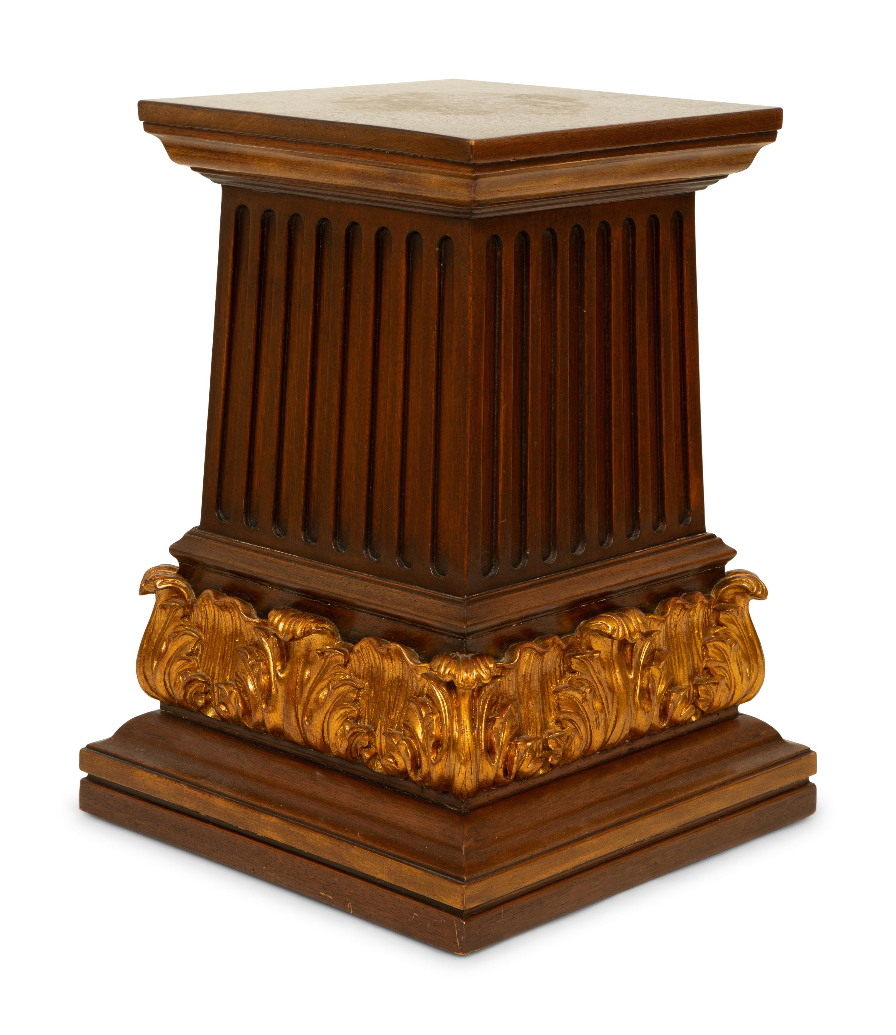 A Neoclassical Style Carved and Parcel Gilt Mahogany Pedestal — 20TH CENTURY