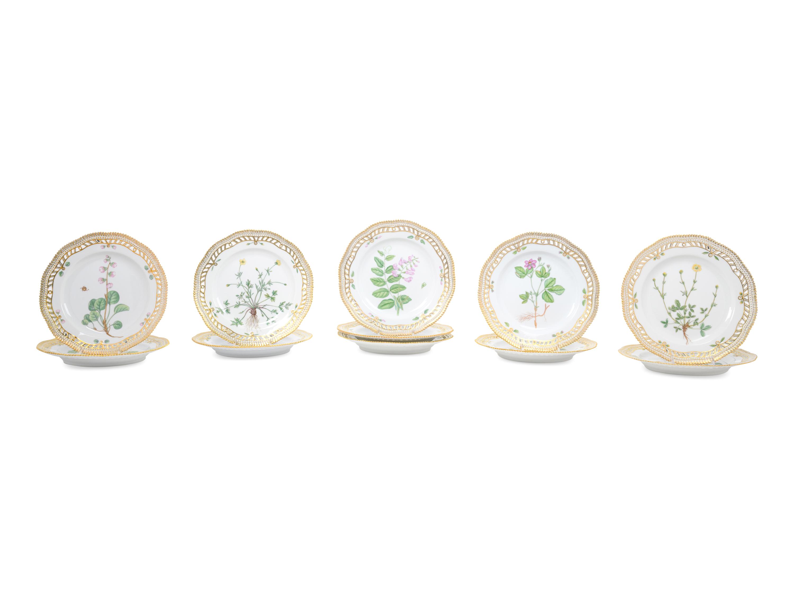 Eleven Royal Copenhagen Flora Danica Salad Plates