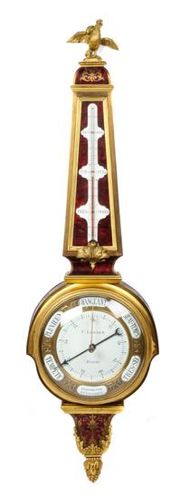 A Louis XVI Style Gilt Bronze Mounted Boulle Marquetry Barometer Height 34 inches — FRANCOIS LESAGE, MID-19TH CENTURY