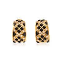 SABBADINI, YELLOW GOLD, DIAMOND, AND ONYX EARRINGS