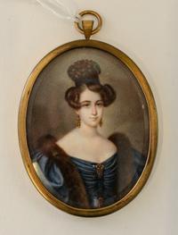 A Continental Portrait Miniature, Jeremias Alexander Fiorino Framed 3 1/2 x 2 3/4 inches. — 18TH/19TH CENTURY