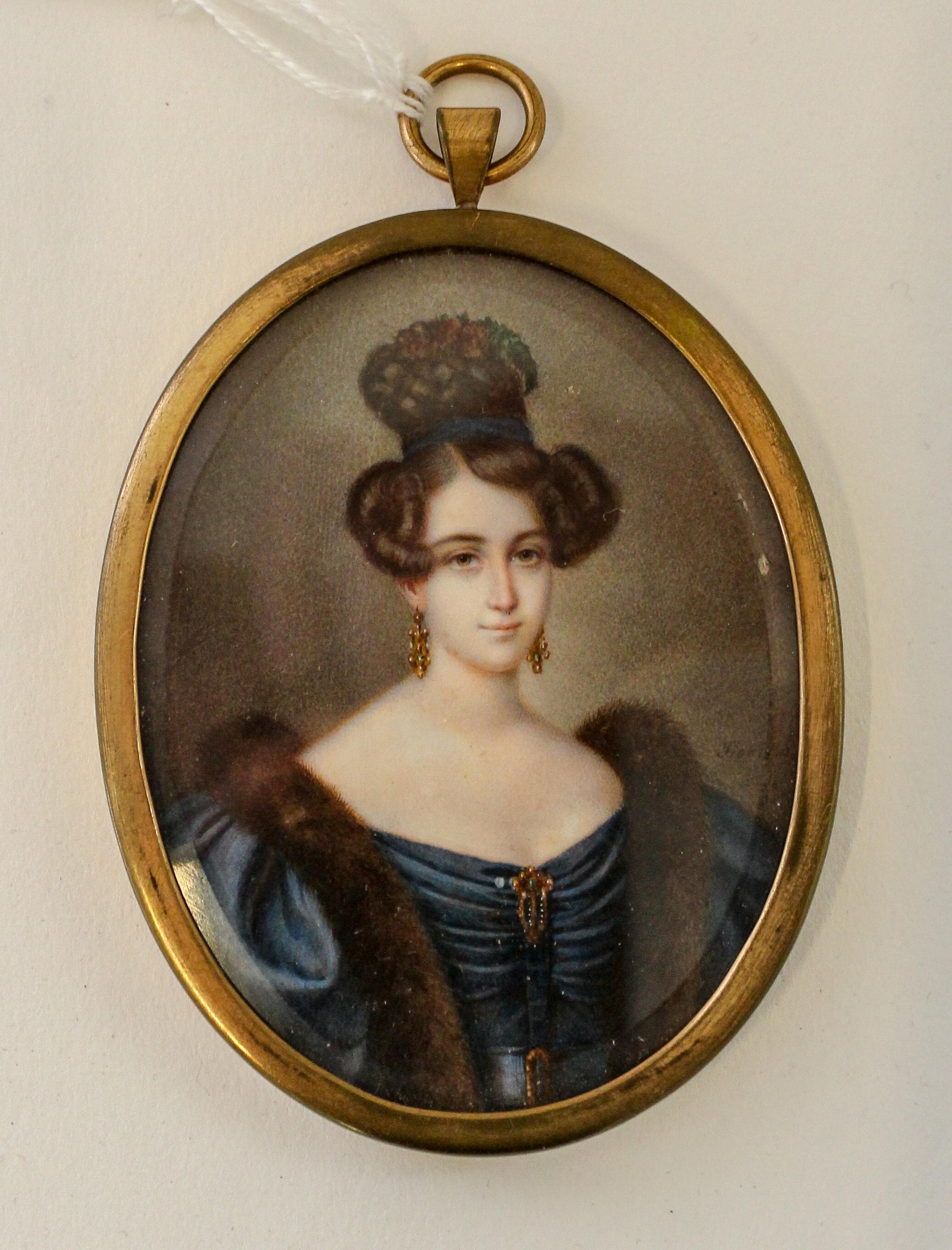 A Continental Portrait Miniature, Jeremias Alexander Fiorino Framed 3 1/2 x 2 3/4 inches. — 18TH/19TH CENTURY