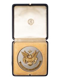 [WORLD WAR II]. A group of 3 items, highlighted by "Congressional War Parents Association" medallion presented to Ellsworth B. Buck for the loss of his son, 1st Lieutenant Orlando J. Buck.