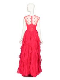 VALENTINO, HOT PINK RUFFLED GOWN