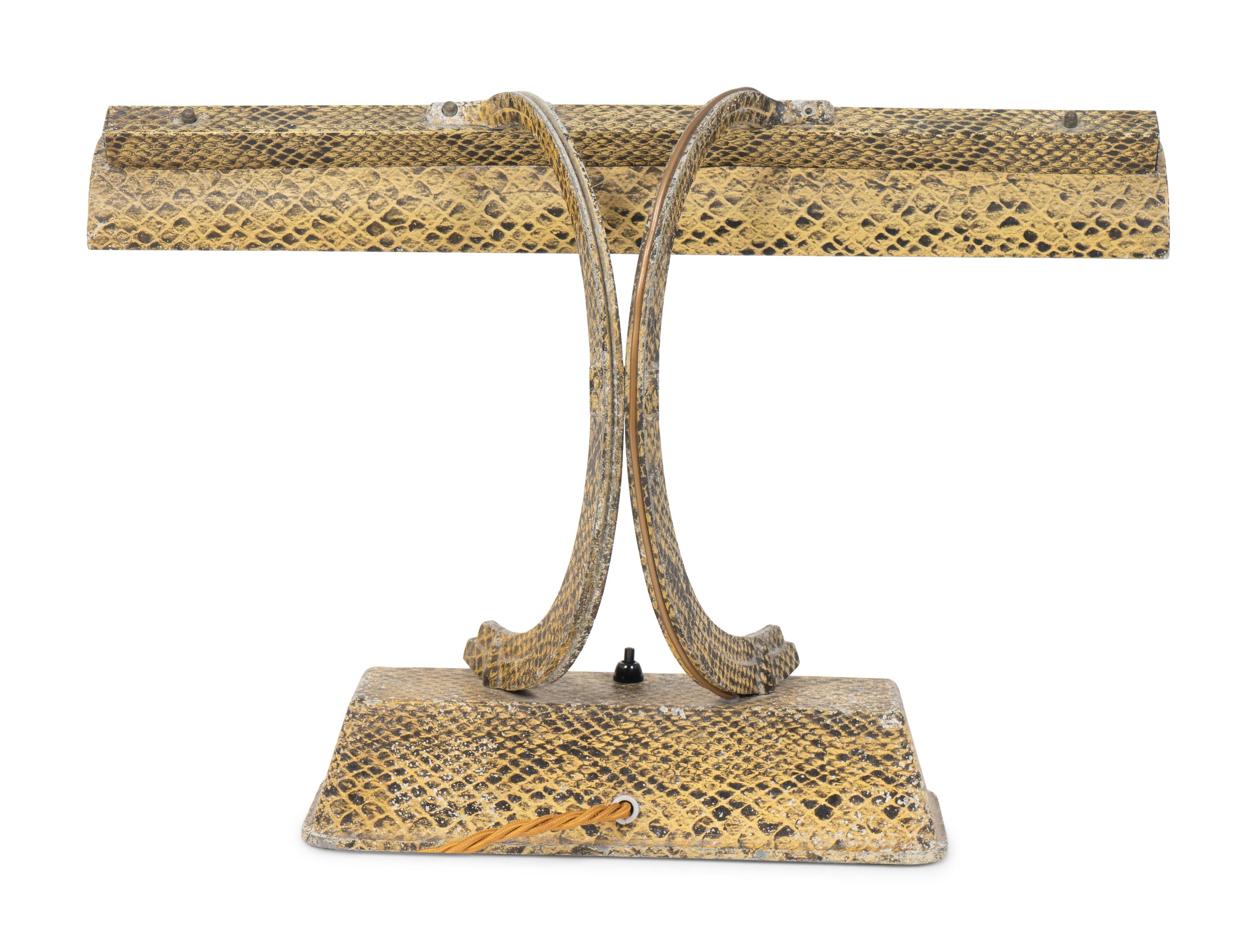 A Claude Lumiere Faux Snakeskin Desk Lamp — 20TH CENTURY