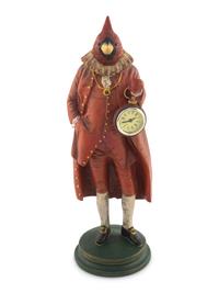 A Polychrome Resin Figural Clock