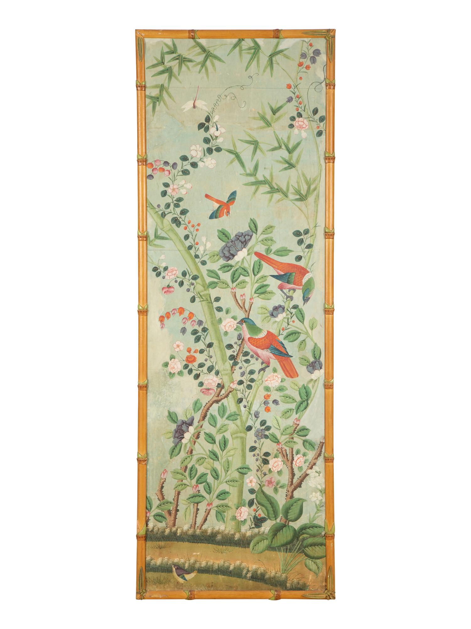 Three Chinoiserie Wall Paper Panels — 19th/20th Century