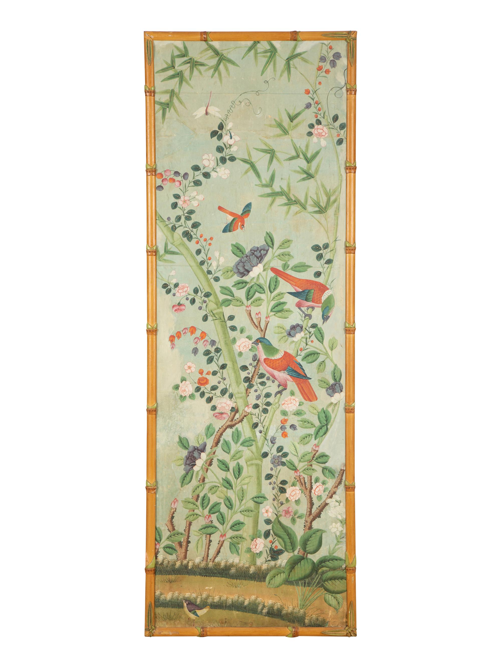 Three Chinoiserie Wall Paper Panels — 19th/20th Century