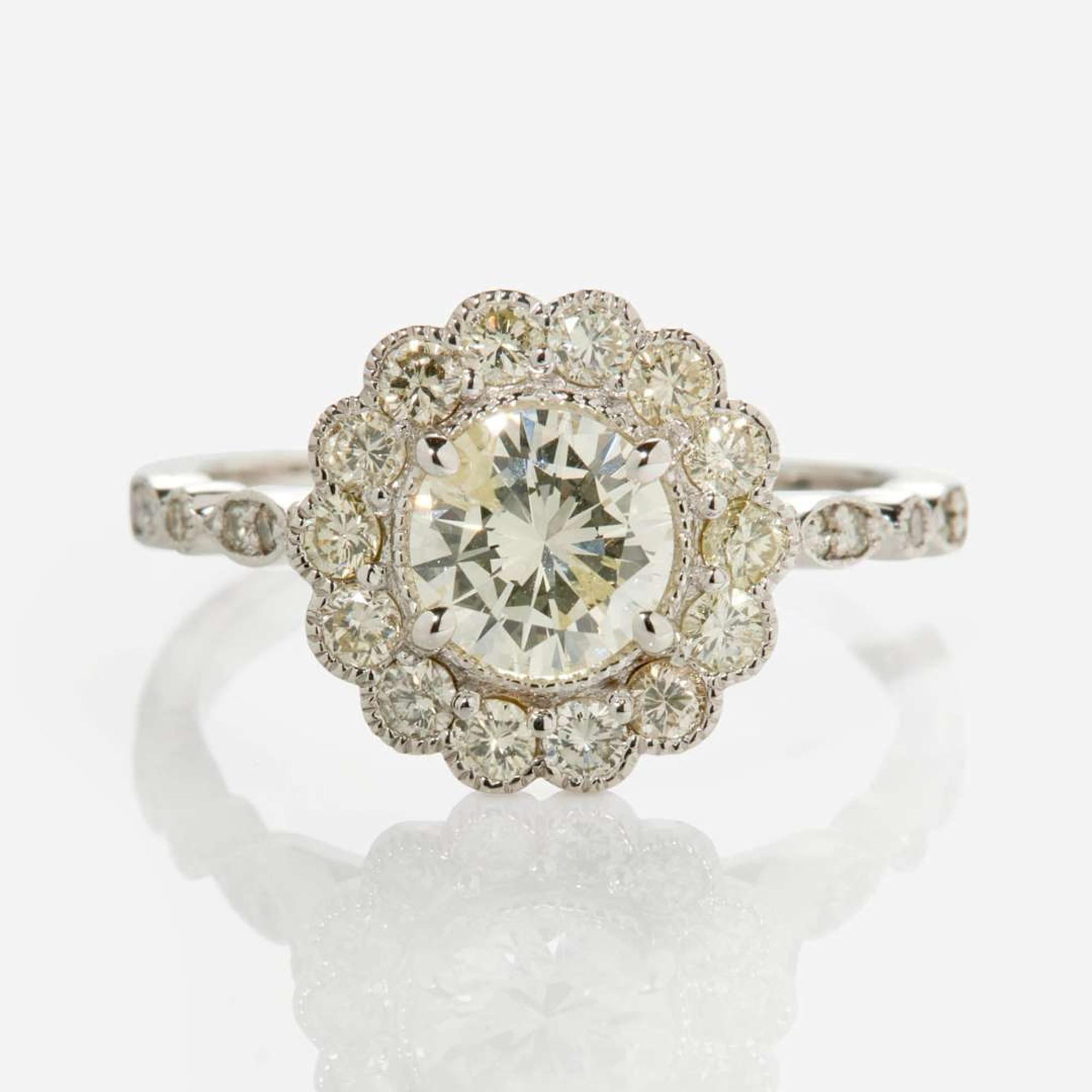 A Diamond and 18K White Gold Ring