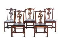 A Set of Five Chippendale Style Mahogany Side Chairs