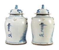 A Pair of Chinese Blue and White Porcelain Ginger Jars