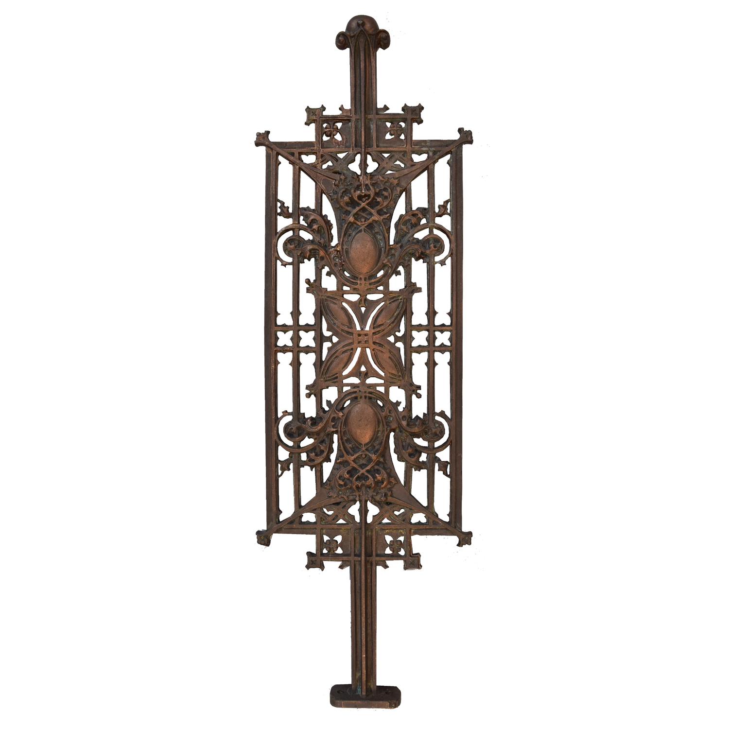 A Sullivan Designed Copper Over Iron Stair Baluster from Schlesinger and Mayer Department Store 10" W x 1" D x 31" H — United States, 1899