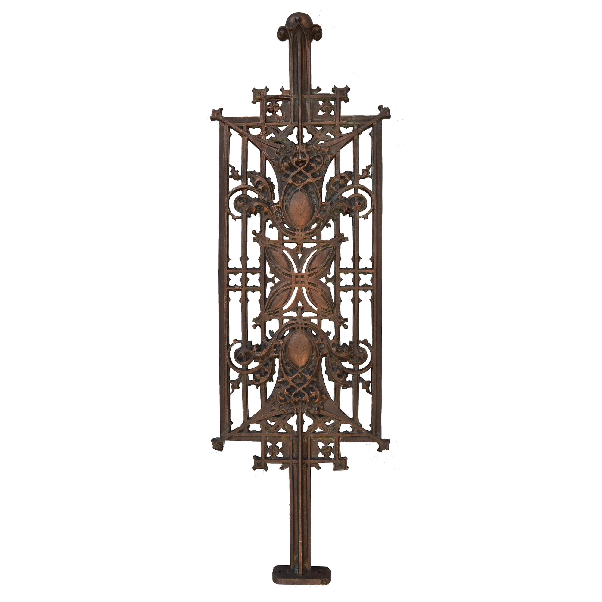 A Sullivan Designed Copper Over Iron Stair Baluster from Schlesinger and Mayer Department Store 10" W x 1" D x 31" H — United States, 1899