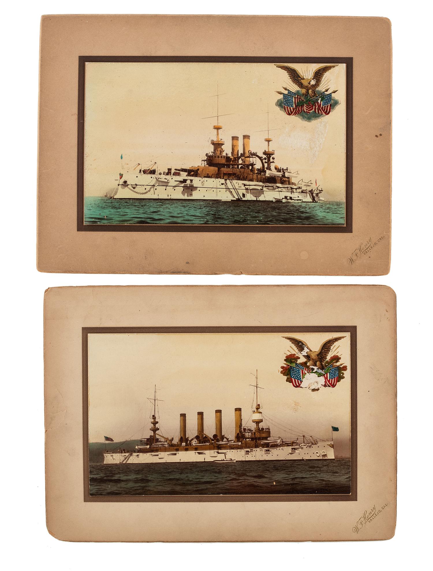 [PHOTOGRAPHY - MILITARY & TRANSPORTATION]. A group of 5 turn-of-the-century and WWI-era photographs and artworks.