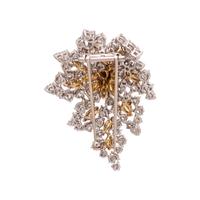 COLORED DIAMOND AND DIAMOND BROOCH