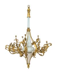 A Belle Epoque Gilt Bronze and Opaline Glass 24-Arm Chandelier