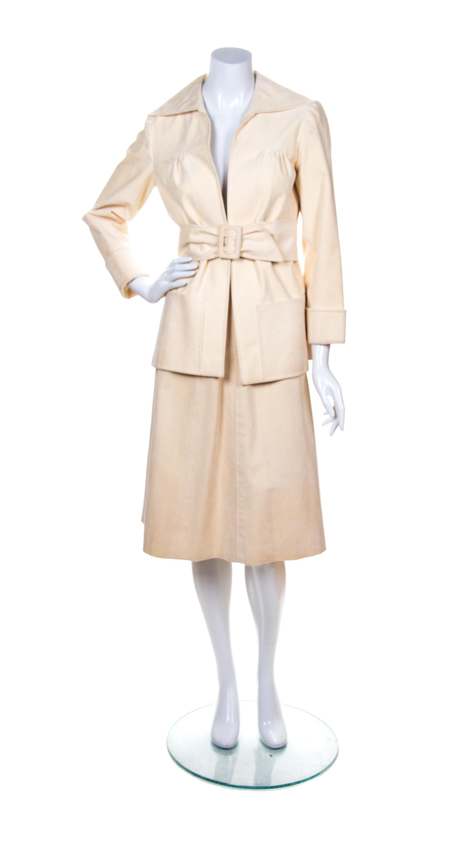 An Ida Louise Cream Ultra Suede Dress Ensemble,