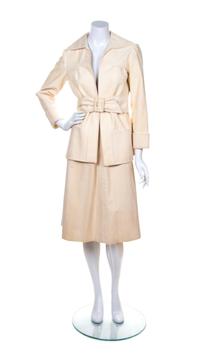 An Ida Louise Cream Ultra Suede Dress Ensemble,