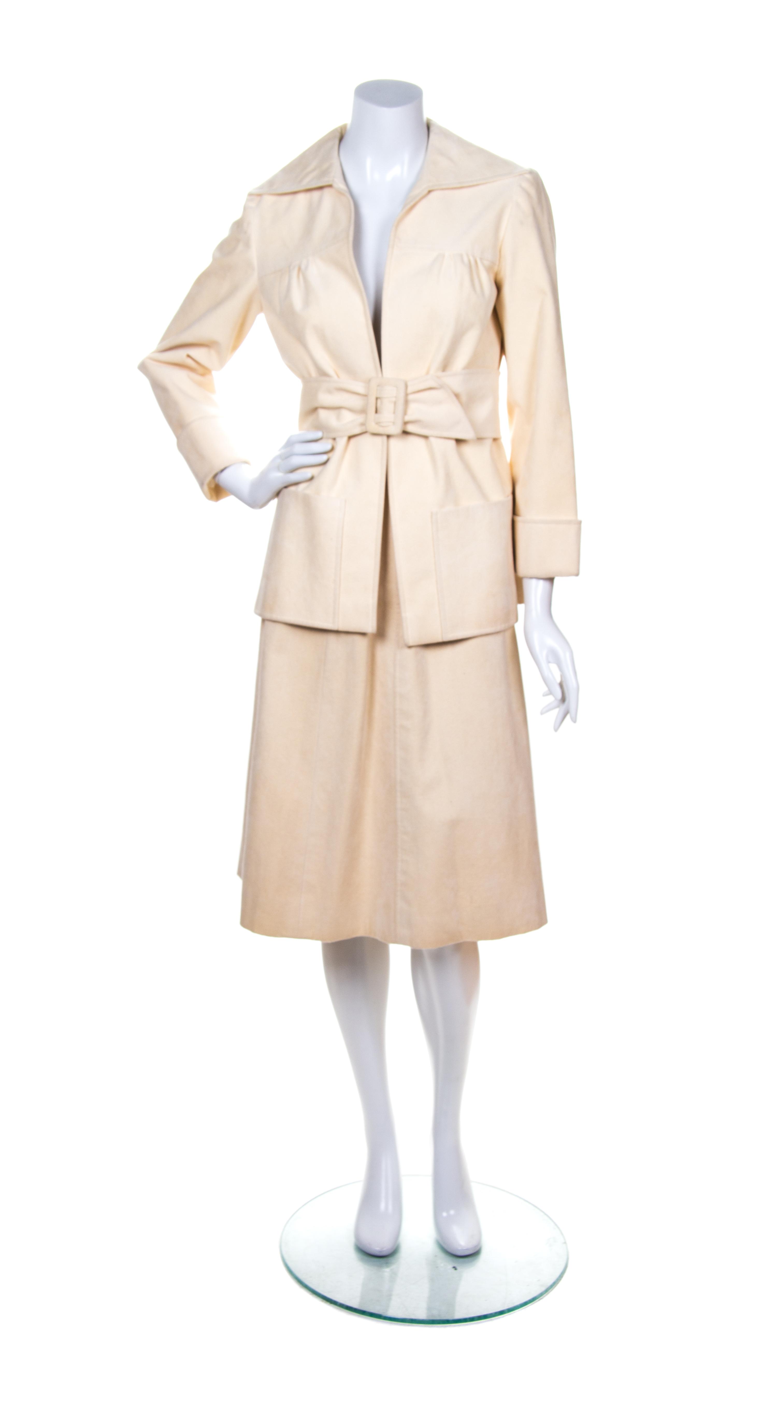 An Ida Louise Cream Ultra Suede Dress Ensemble,
