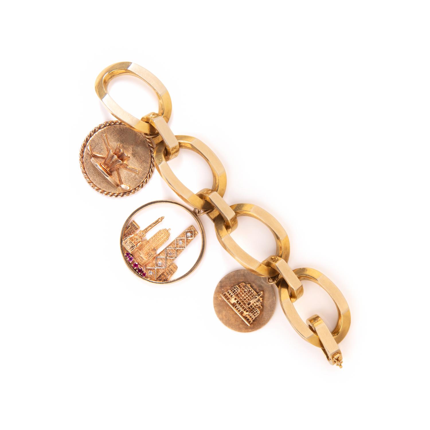 YELLOW GOLD CHARM BRACELET