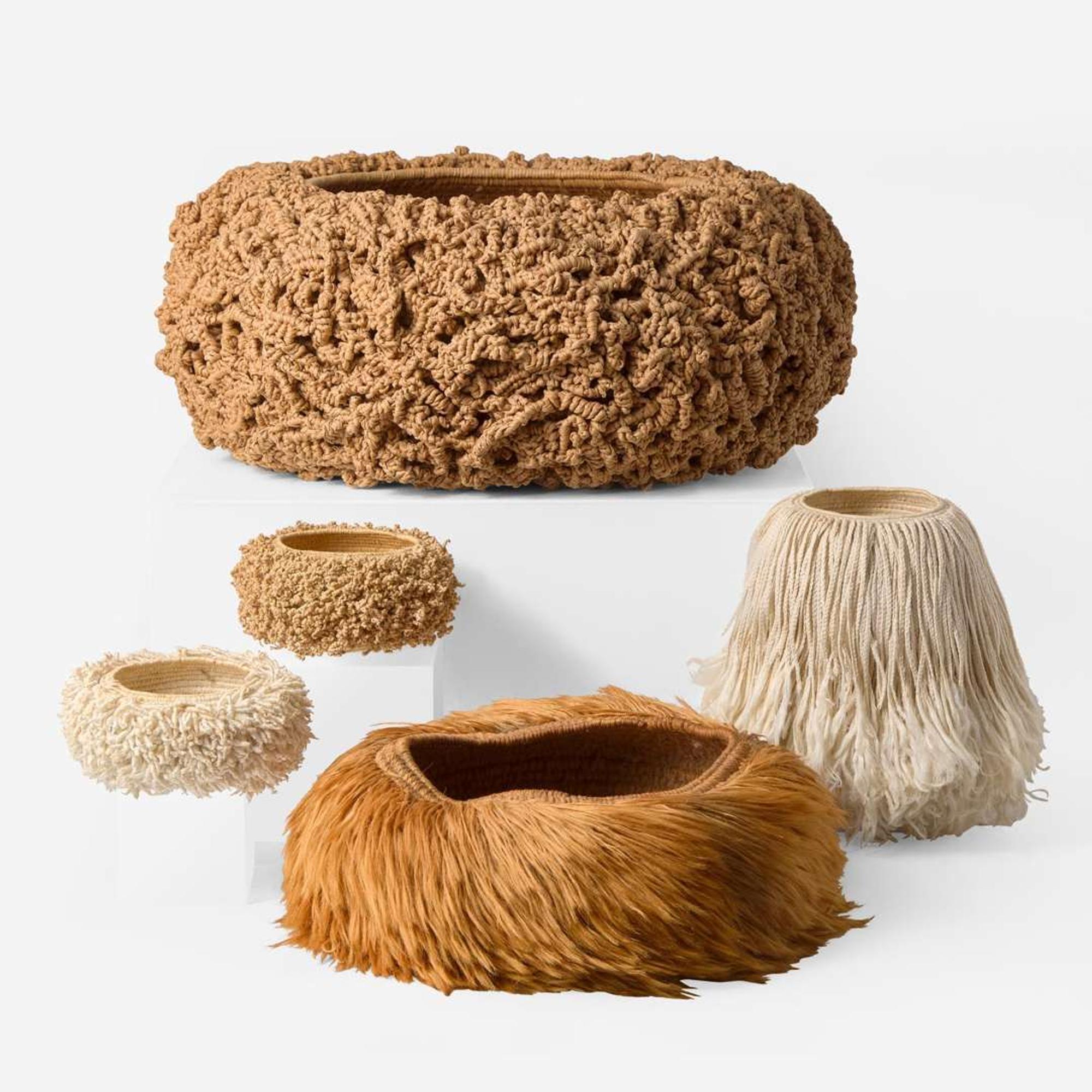Gary Trentham (American, b. 1939) Group of Fiber Baskets, USA, circa 1980s