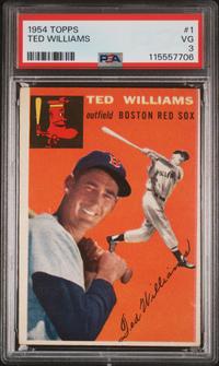 A 1954 Topps Ted Williams Baseball Card No. 1 (PSA 3 VG) from The Collection of David Eisenhower