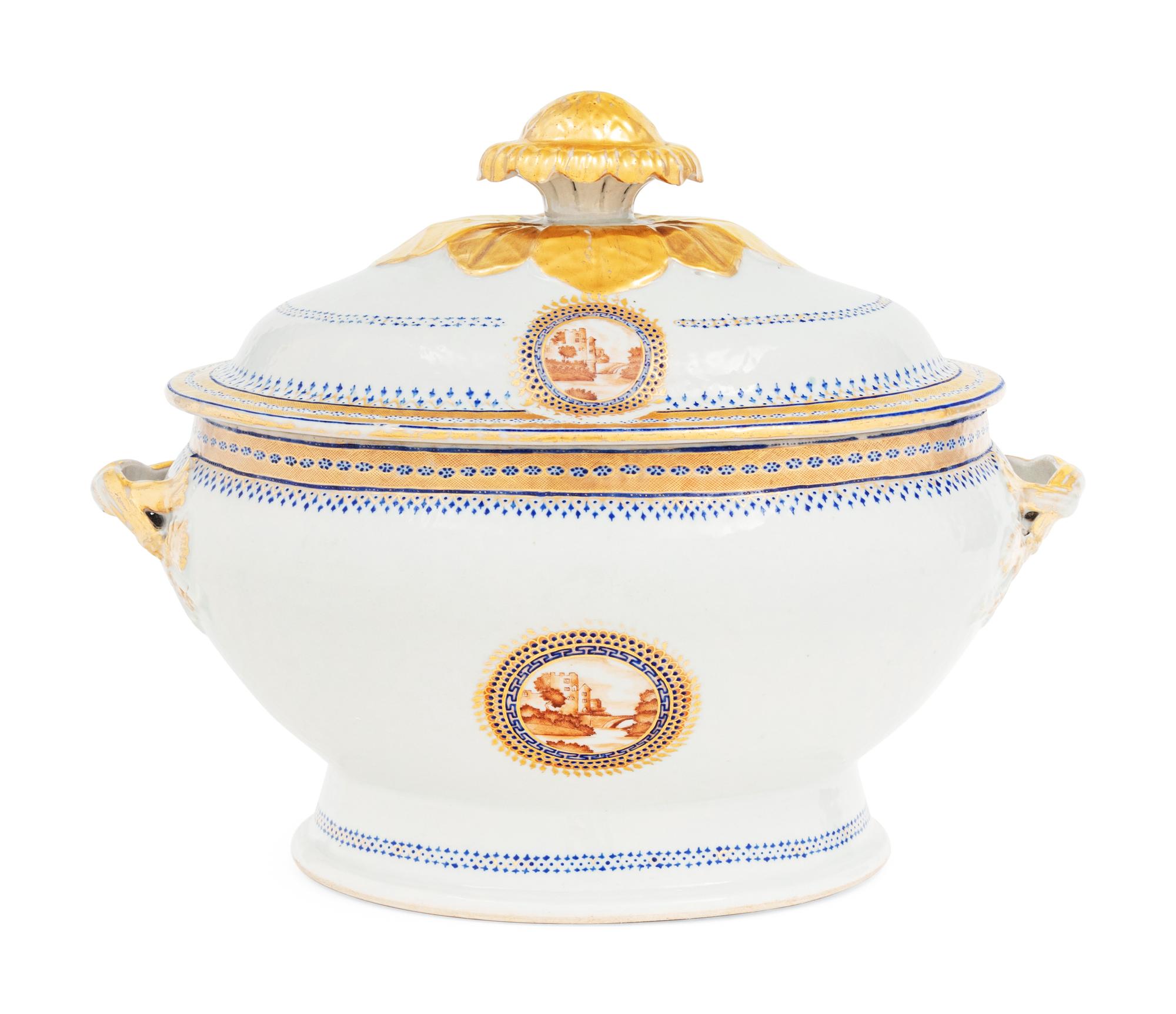 A Chinese Export Porcelain Tureen and Cover with Underplate