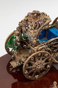 A Continental Jeweled Silver and Enamel Model of a Horse-Drawn Coach — CIRCA 1900