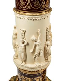 A Pair of Gilt Bronze Mounted Composition and Painted Metal Marble-Top Pedestals