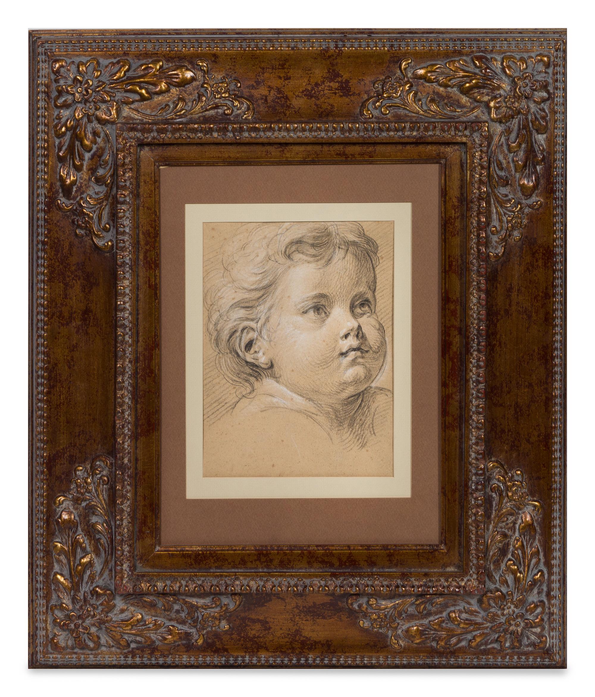 Joseph Francois Ignace Parrocel, (French, 1704-1781), Study of a Head of a Putto