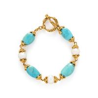 MAZ, YELLOW GOLD, CULTURED PEARL, AND TURQUOISE JEWELRY