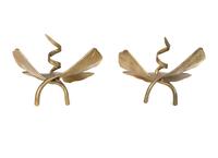A Pair of Marc Bankowsky Bronze Ginko Candlesticks
