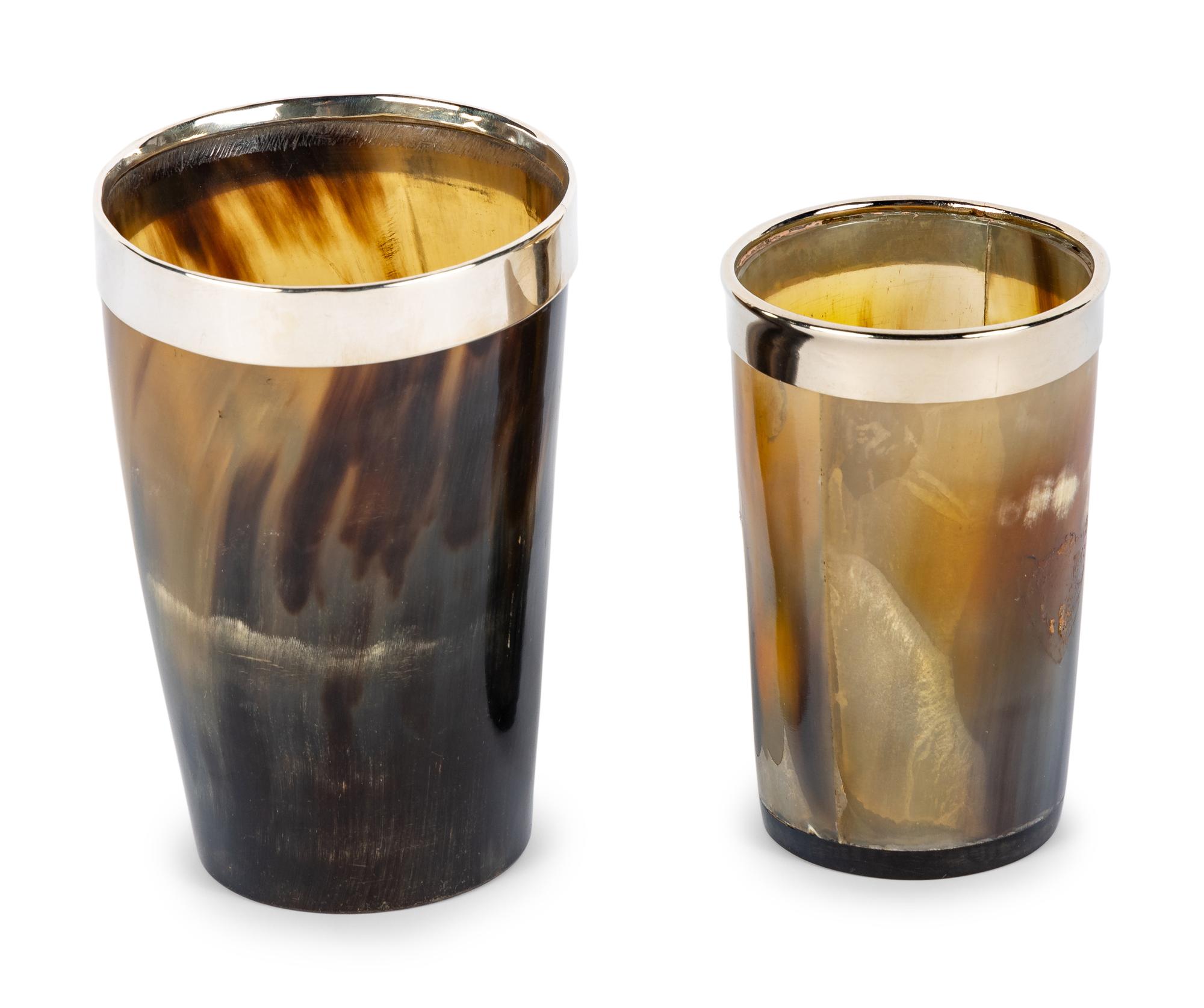 An English Silver Mounted Horn Drinking Cup