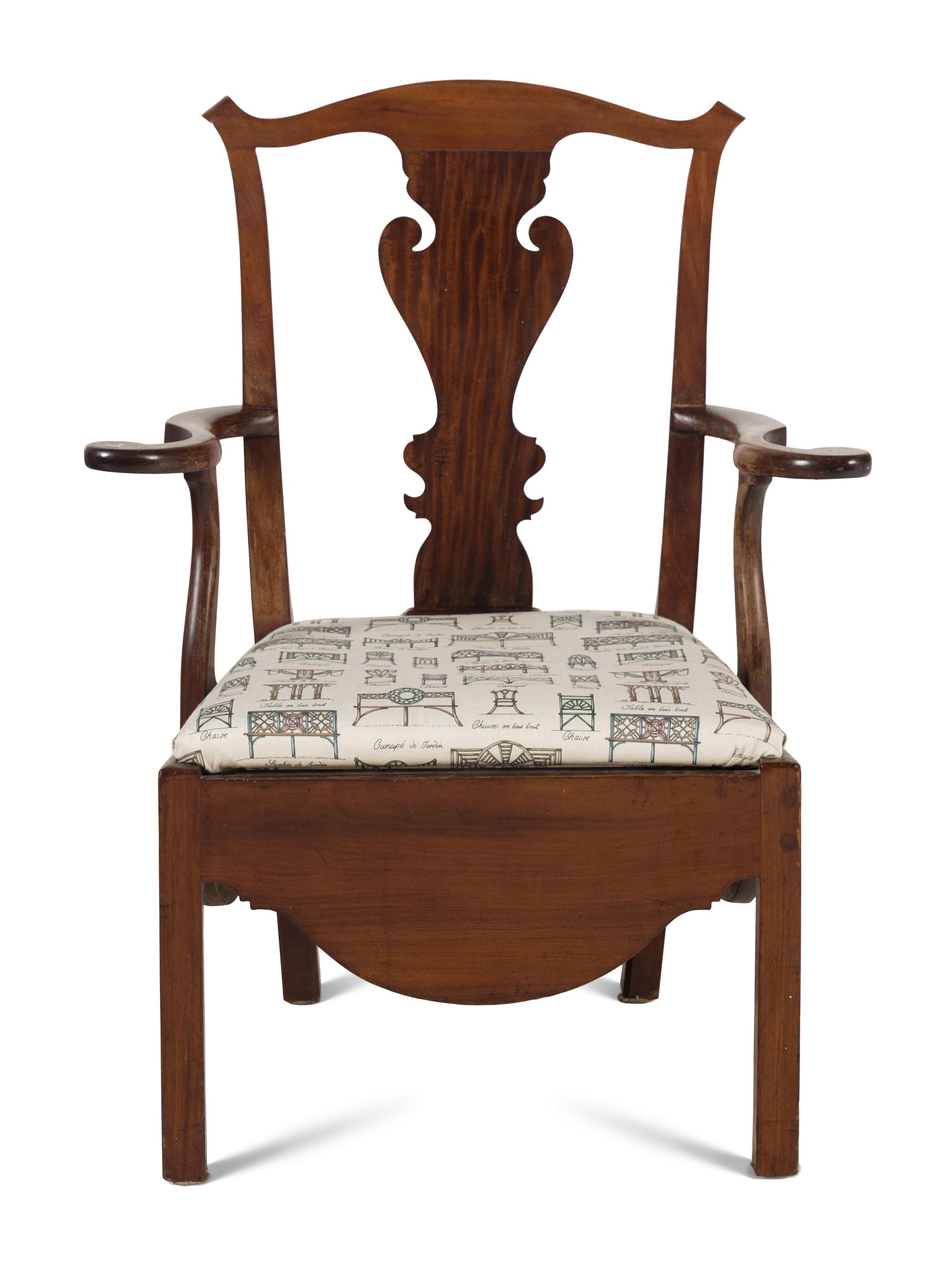 A George III Mahogany Chamber Chair