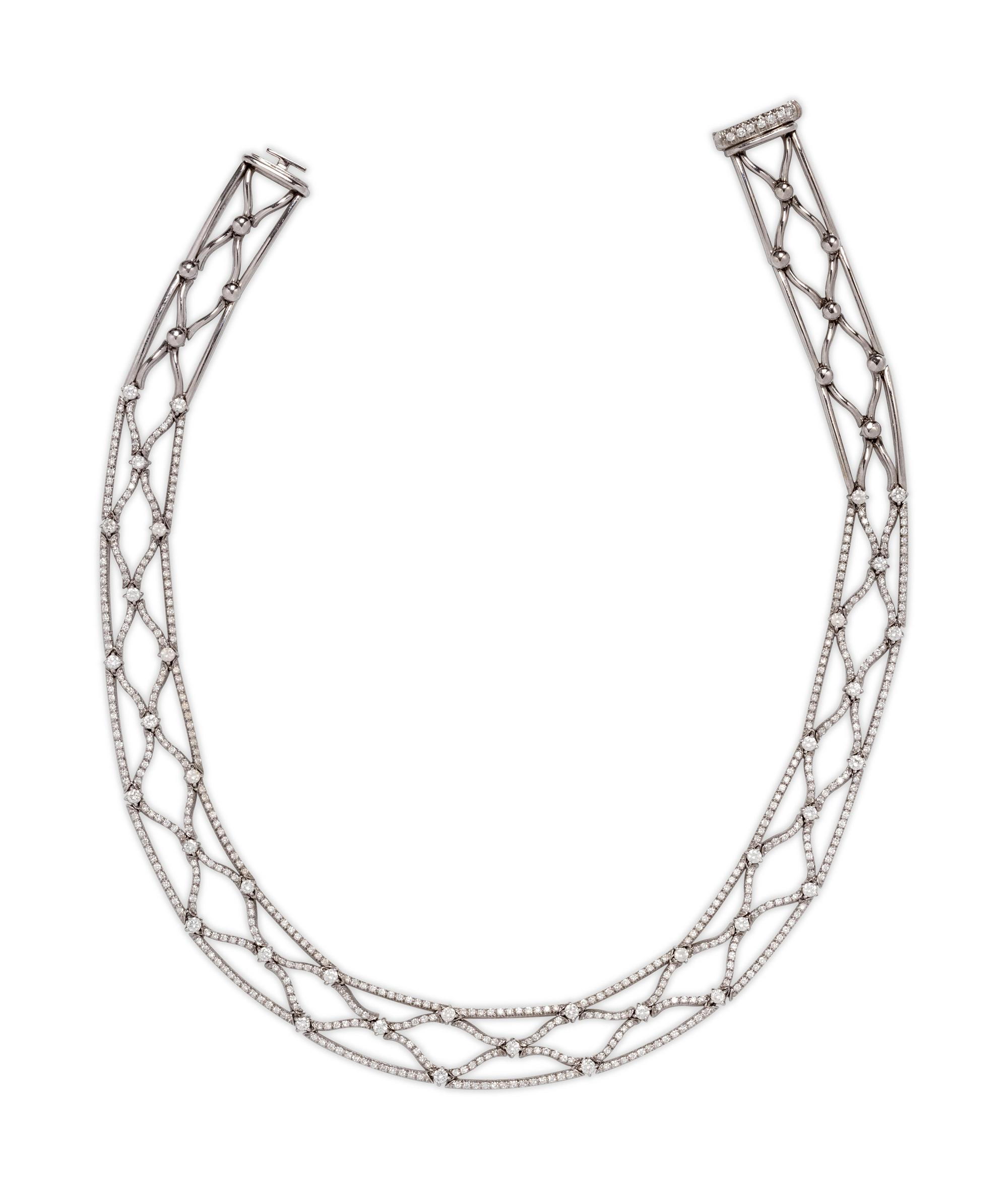 Stefan Hafner, Gold and Diamond 'Net' Collar Necklace