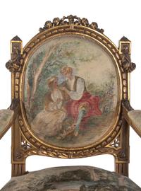 A Louis XVI Style Giltwood Seven-Piece Salon Suite
