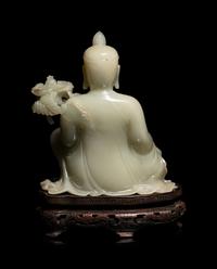 A Pale Celadon Jade Figure of Guanyin