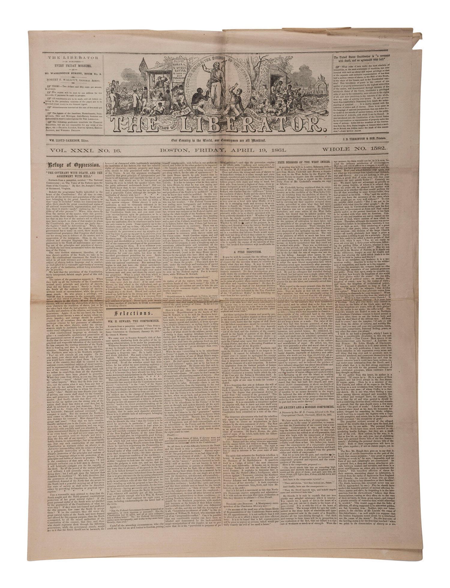 [CIVIL WAR]. 4 war-date newspapers, incl. capture of Fort Sumter and Lee's surrender at Appomattox.