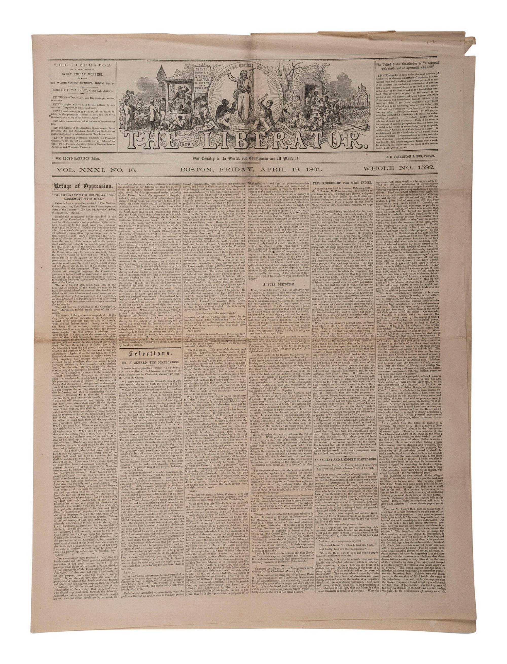[CIVIL WAR]. 4 war-date newspapers, incl. capture of Fort Sumter and Lee's surrender at Appomattox.