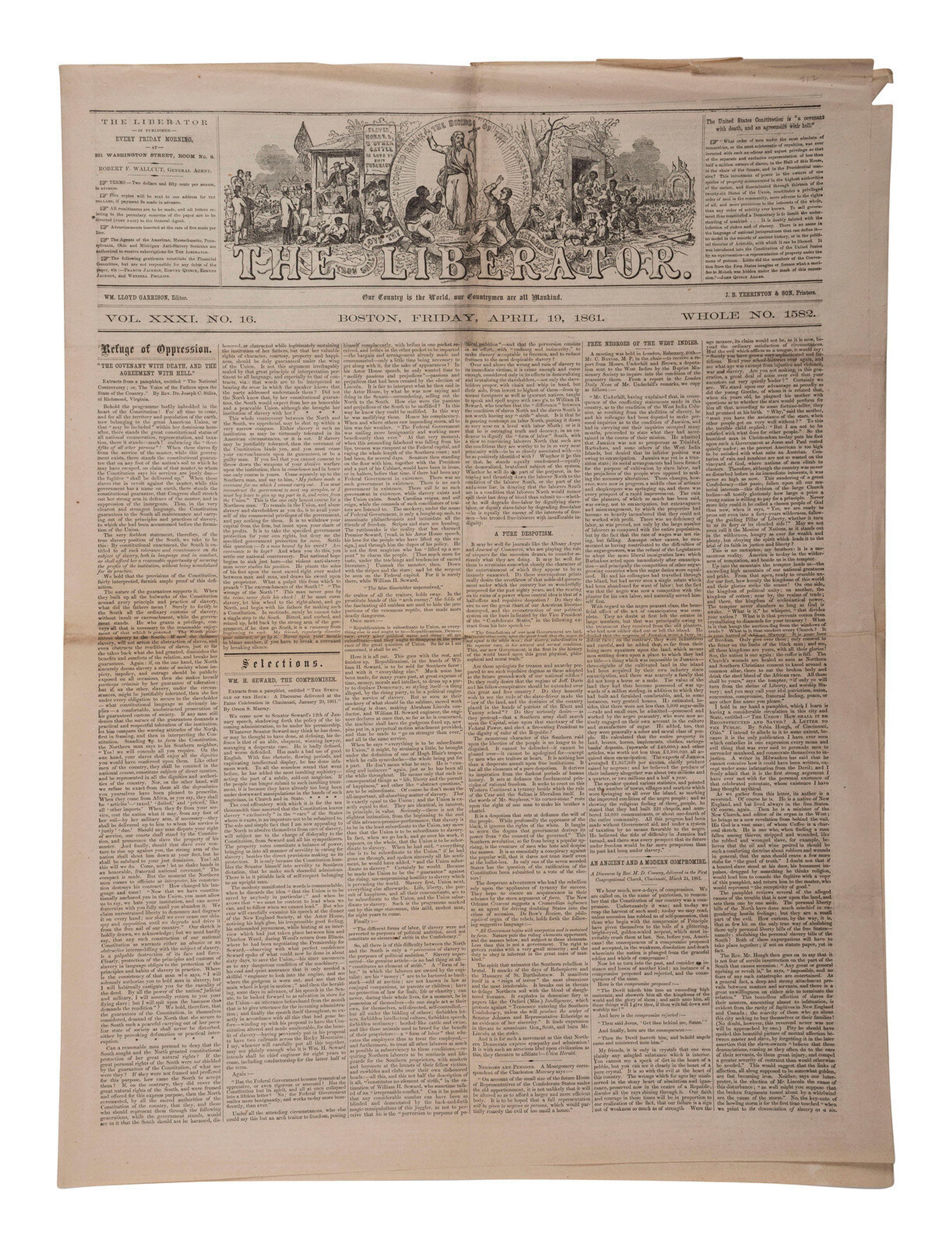 [CIVIL WAR]. 4 war-date newspapers, incl. capture of Fort Sumter and Lee's surrender at Appomattox.