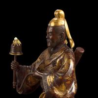 A pair of Japanese gilt-lacquered carved wood figures 日本鎏金木造像一对 Meiji/Taisho period ?????
