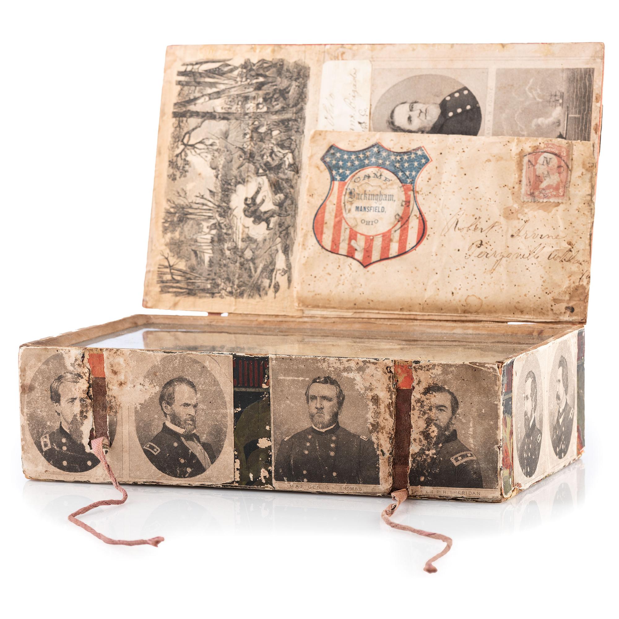 Private John A. Irvin, Company H, 64th Ohio Volunteer Infantry, hardtack inscribed at Camp Bardstown, KY, January 1862, and quarter plate ambrotype.